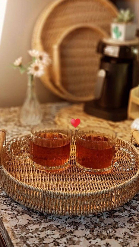 لیوان بلوری دسته منجوقی جذاب وارداتی