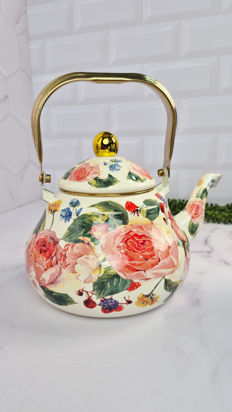 کتری لعابی وارداتی گل