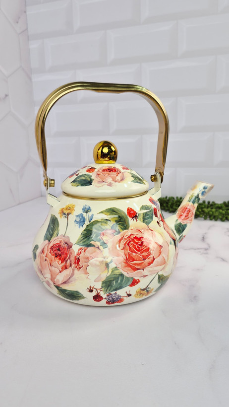 کتری لعابی وارداتی گل