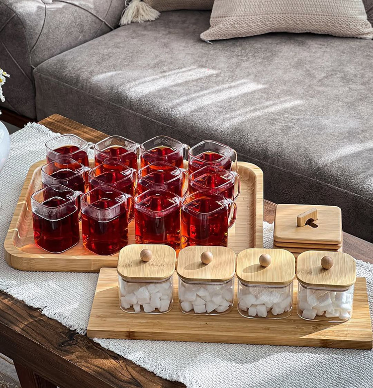 فنجان پیرکس مربعی محصول وارداتی Deli Glass