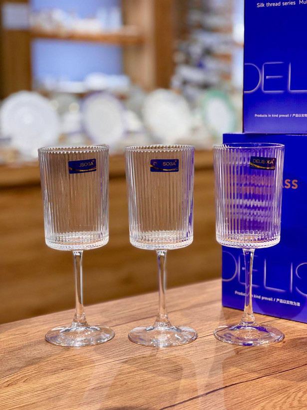 دسر خوری و گیلاس شیاردار Silk محصول وارداتی Deli Glass