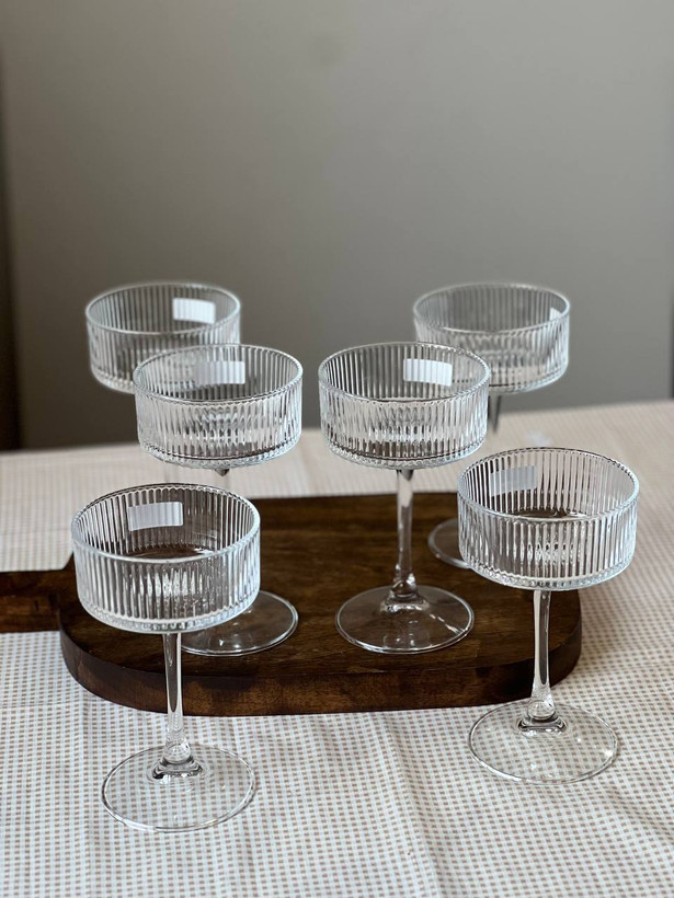 دسر خوری و گیلاس شیاردار Silk محصول وارداتی Deli Glass