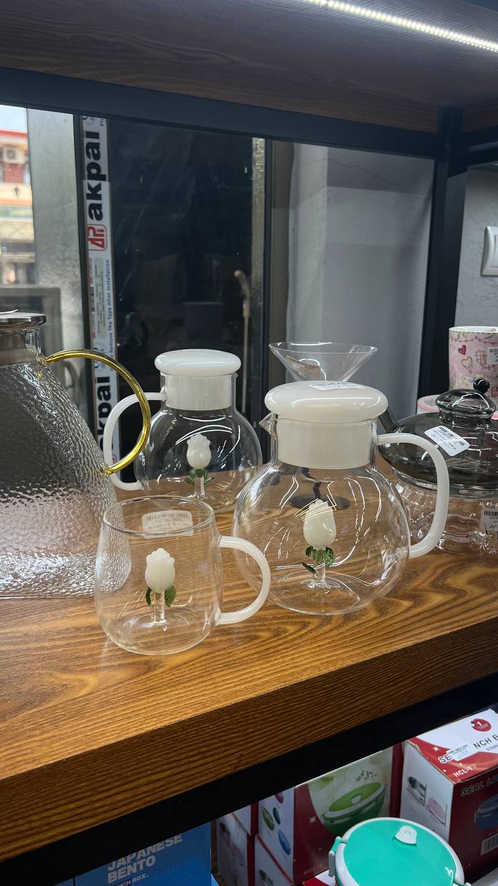 ست پارچ و لیوان شب گل رز سفید پینترستی وارداتی